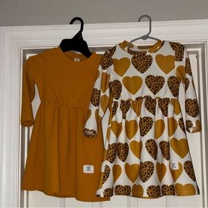 Bundle of 4T dresses yellow and heart print dress set excellent condition